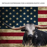 Longhorn Cattle American Flag Canvas Wall Art - Tailored Canvases - Flyclothing LLC