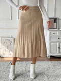 Perfee Pleated Midi Sweater Skirt - Trendsi