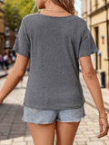 Cowl Neck Short Sleeve T-Shirt - Trendsi