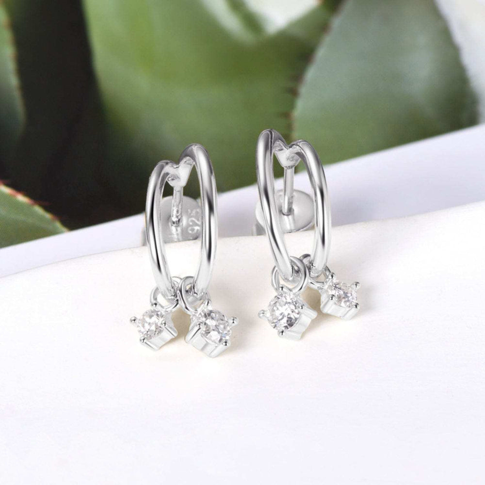 925 Sterling Silver Moissanite C-Hoop Earrings - Trendsi - Flyclothing LLC