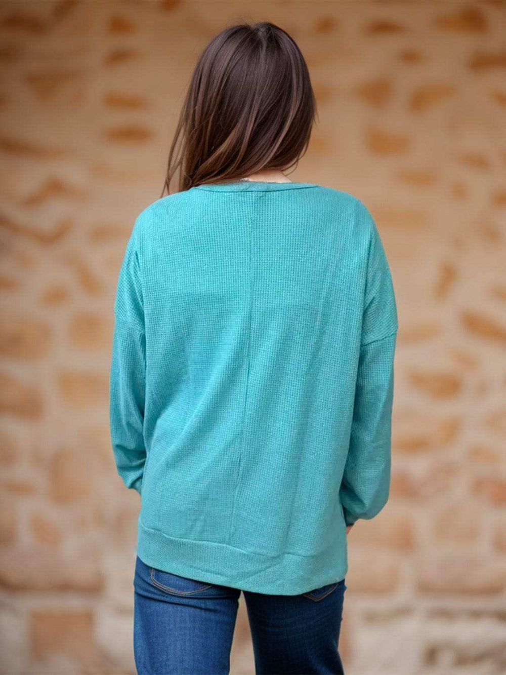 Side Slit Round Neck Long Sleeve T-Shirt - Trendsi - Flyclothing LLC