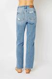 Judy Blue Full Size High Waist Straight Jeans with Heavy Destroy Plus Size - Trendsi - Flyclothing LLC