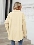 Collared Neck Long Sleeve Dropped Shoulder Shirt - Trendsi - Flyclothing LLC