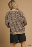 Umgee Leopard Knit Jacquard Puff Sleeve Sweatshirt - Trendsi - Flyclothing LLC