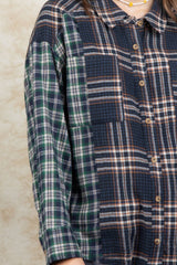 Plaid Collared Neck Button Up Long Sleeve Shirt - Trendsi