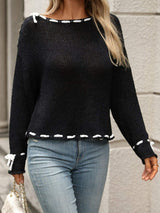 Dropped Shoulder Long Sleeve Sweater - Trendsi - Flyclothing LLC