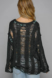 POL Distressed Dropped Shoulder Long Sleeve Knit Top - Trendsi