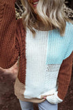 Color Block Round Neck Long Sleeve Sweater - Trendsi - Flyclothing LLC