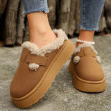 Fuzzy Trim Buckle Platform Slippers - Trendsi - Flyclothing LLC