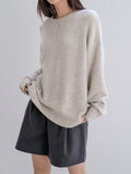 Full Size Cozy Knit Round Neck Oversized Sweater Plus Size - Trendsi - Flyclothing LLC