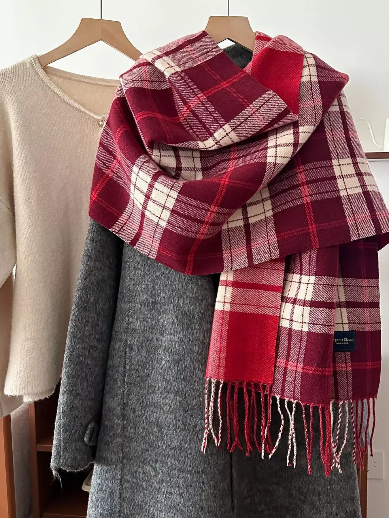 Classic Fringe Plaid Scarf - Trendsi - Flyclothing LLC