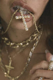 Brass Inlaid Zircon Cross Pendant Necklace - Trendsi