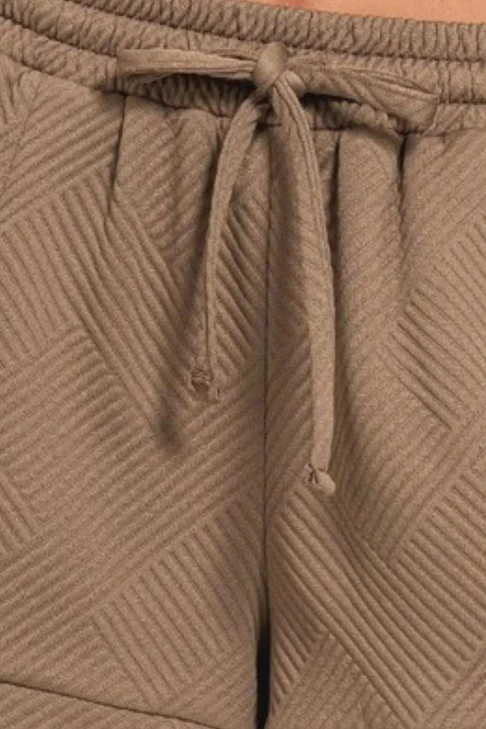 Zenana Textured Knit Jacquard Drawstring Shorts - Trendsi - Flyclothing LLC