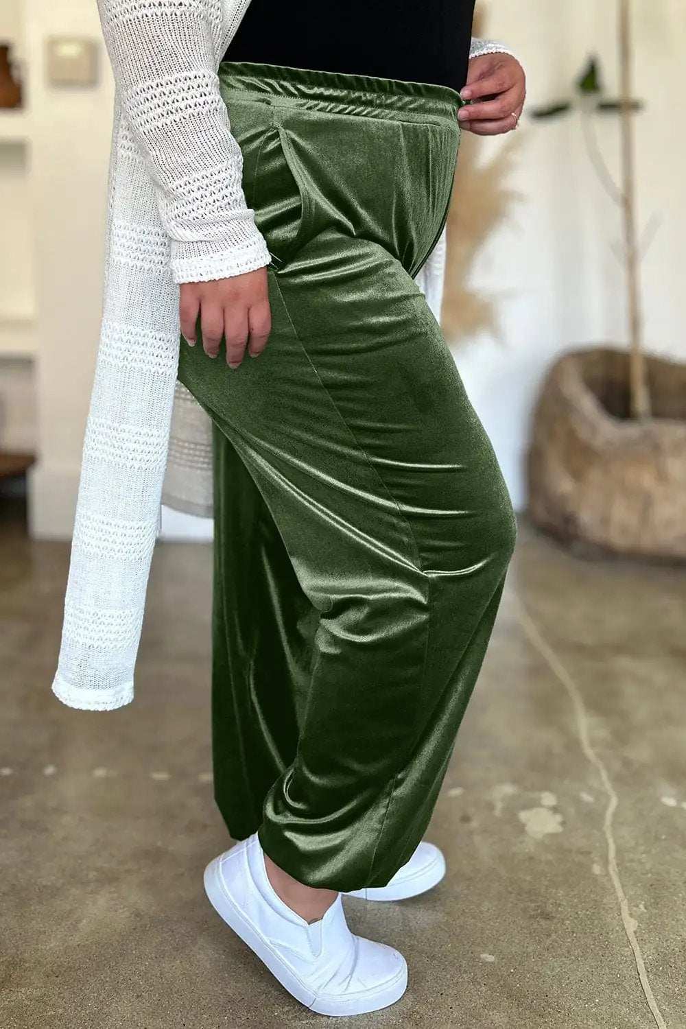 Pocketed Elastic Waist Joggers - Trendsi - Flyclothing LLC