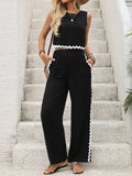 Round Neck Sleeveless Top and Pants Set - Trendsi