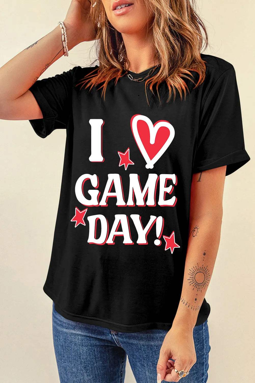 Letter Graphic Round Neck Short Sleeve T-Shirt - Trendsi - Flyclothing LLC