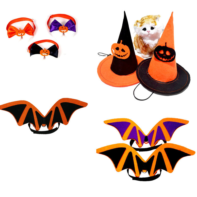 Halloween Pet Costume Bat Wings Bow Tie Hat Accessories - My Store - Flyclothing LLC