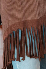 Fringe Round Neck Long Sleeve Top - Trendsi - Flyclothing LLC