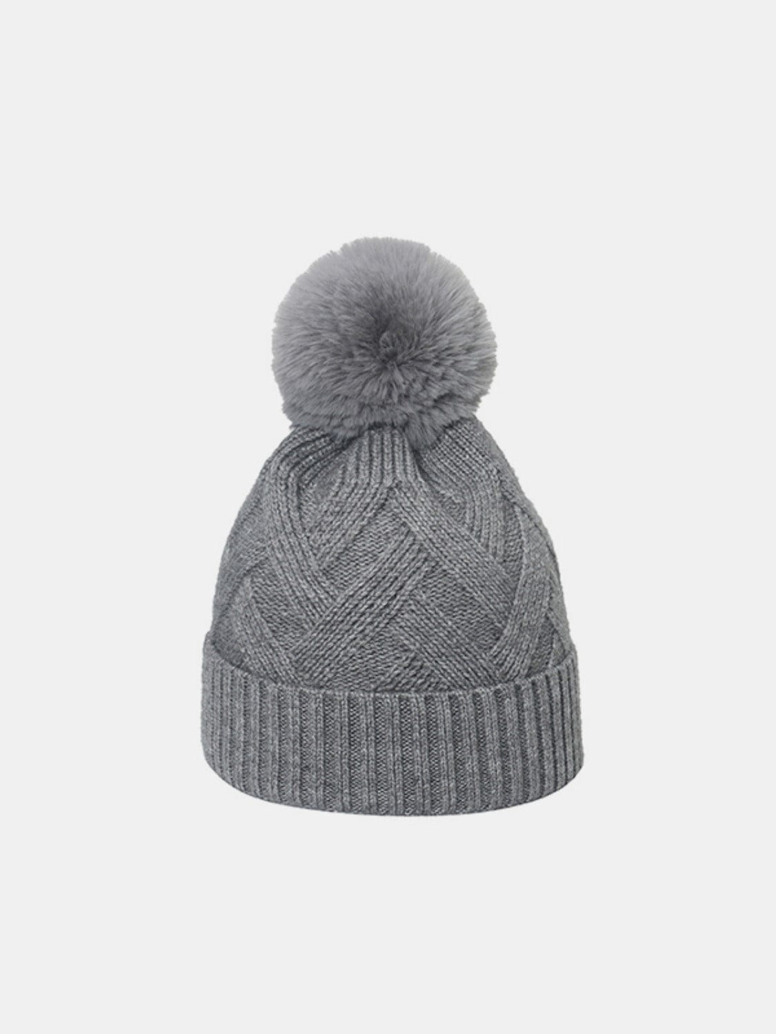 Roll Rim Hat with Pompom - Trendsi