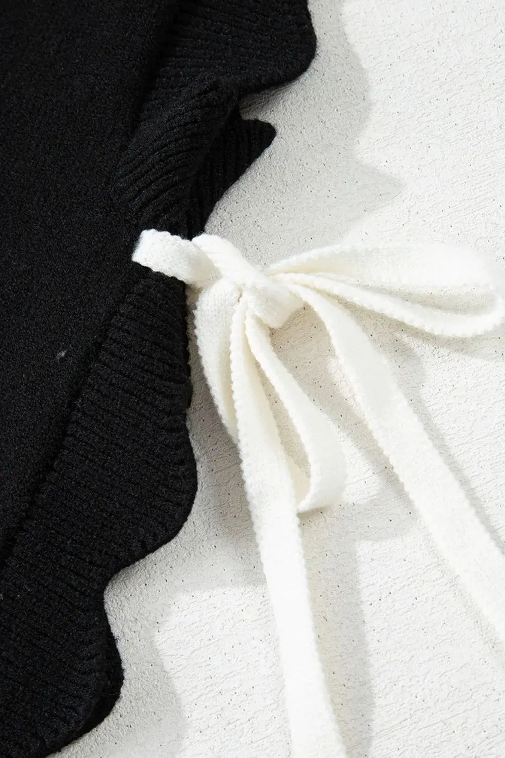 Bow Side Ties Scalloped Hem Cap Sleeve Sweater - Trendsi - Flyclothing LLC