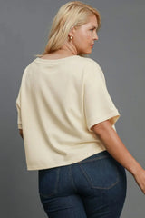 Umgee Full Size Lightweight Cropped Sweatshirt Plus Size - Trendsi - Flyclothing LLC