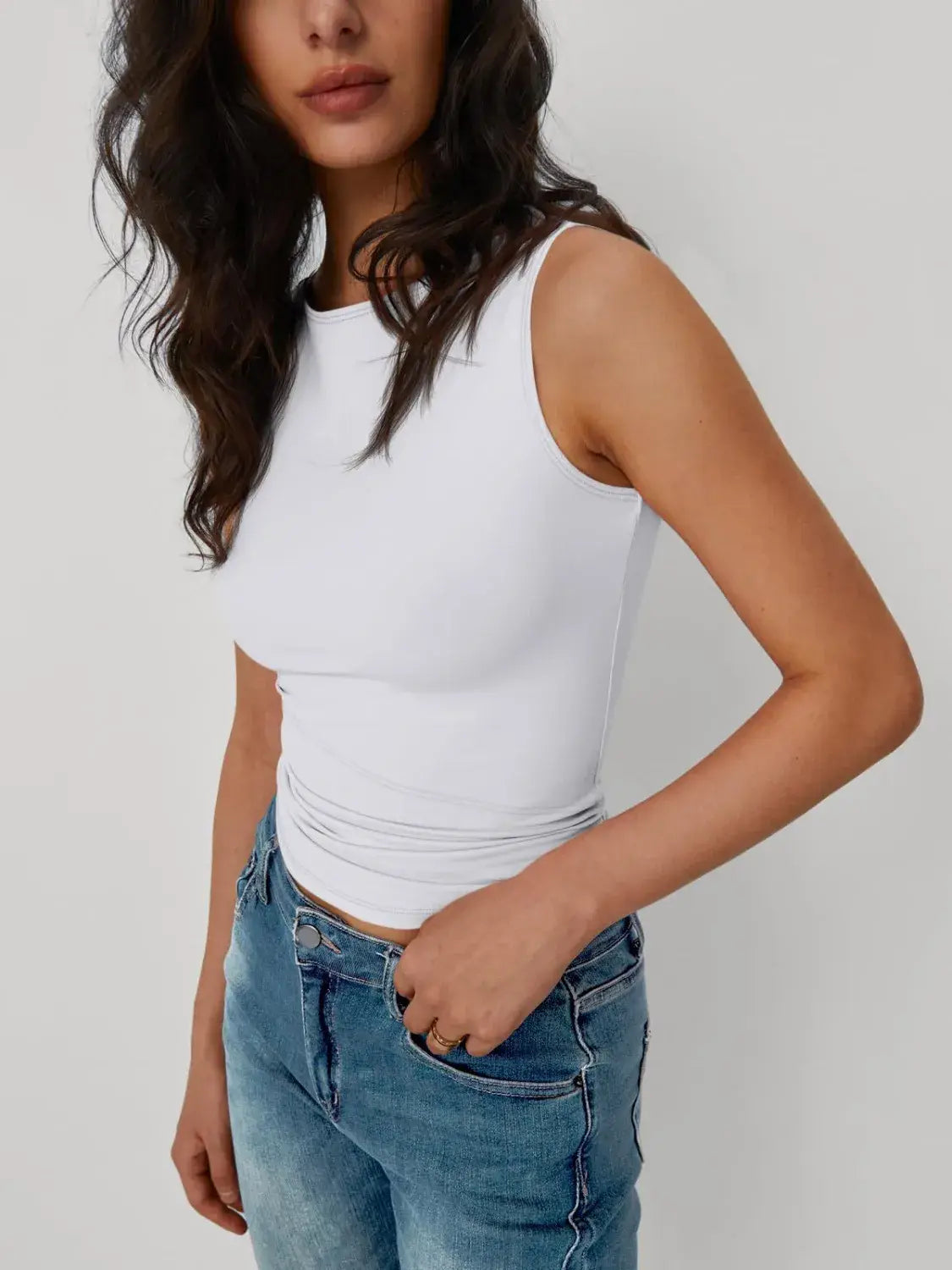 Solid Round Neck Tank - Trendsi - Flyclothing LLC