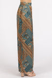Mittoshop Paisley Patchwork Print Satin Wide Leg Pants - Trendsi