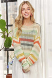 ADORA Stripe Long Sleeves Knit Top - Trendsi - Flyclothing LLC