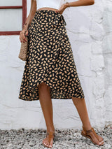 Tied Slit Printed Skirt - Trendsi - Flyclothing LLC