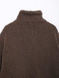 Zip Up Turtleneck Long Sleeve Plush Jacket - Trendsi - Flyclothing LLC