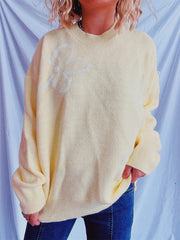 Flower Round Neck Long Sleeve Sweater - Trendsi