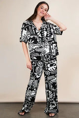 VERY J Printed Casual Wide Leg Resort Pants - Trendsi - Flyclothing LLC