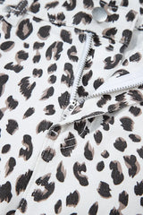 Leopard Frayed Hem Denim Shorts - Trendsi - Flyclothing LLC