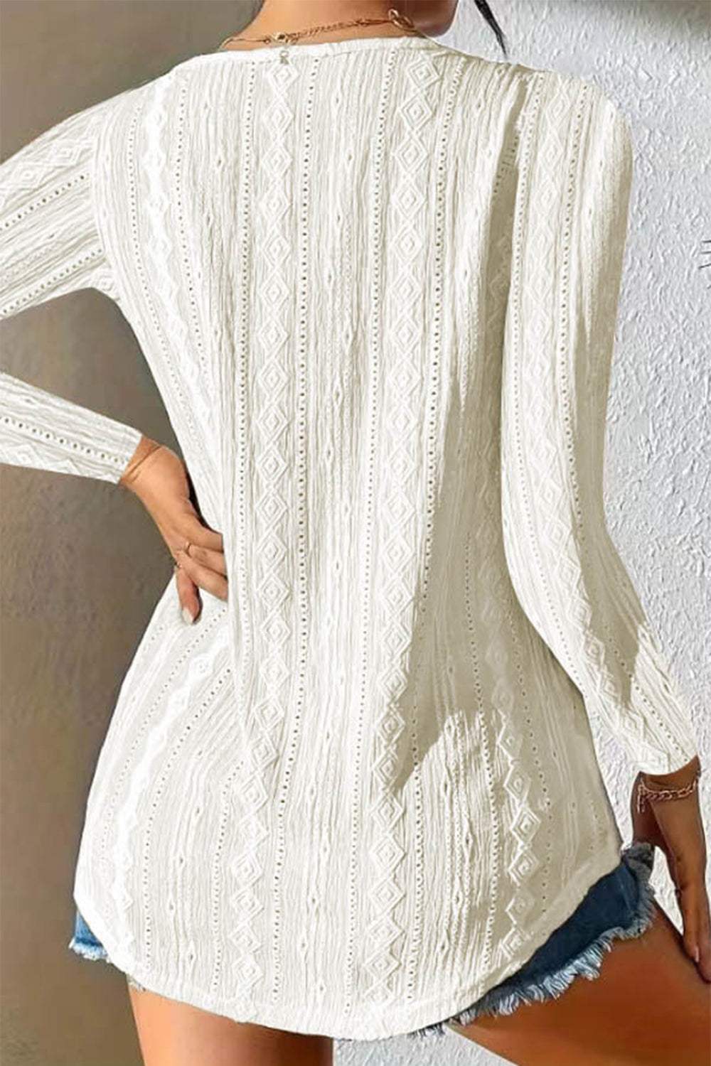 V-Neck Long Sleeve Blouse - Trendsi - Flyclothing LLC