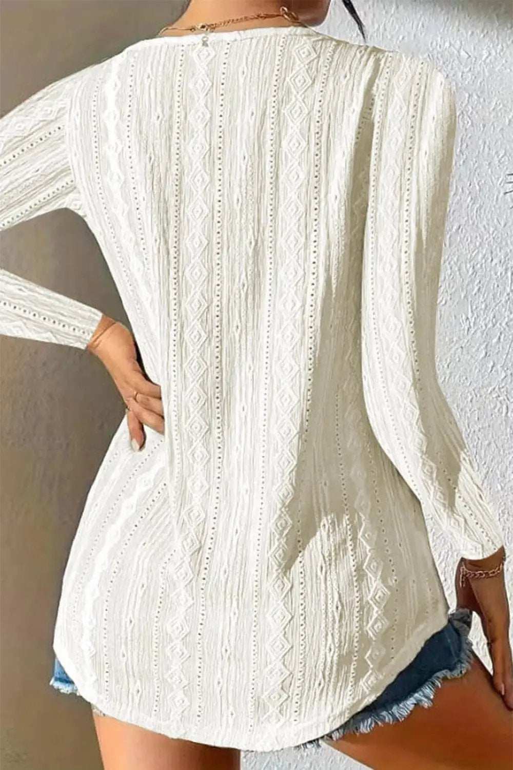 V-Neck Long Sleeve Blouse - Trendsi - Flyclothing LLC