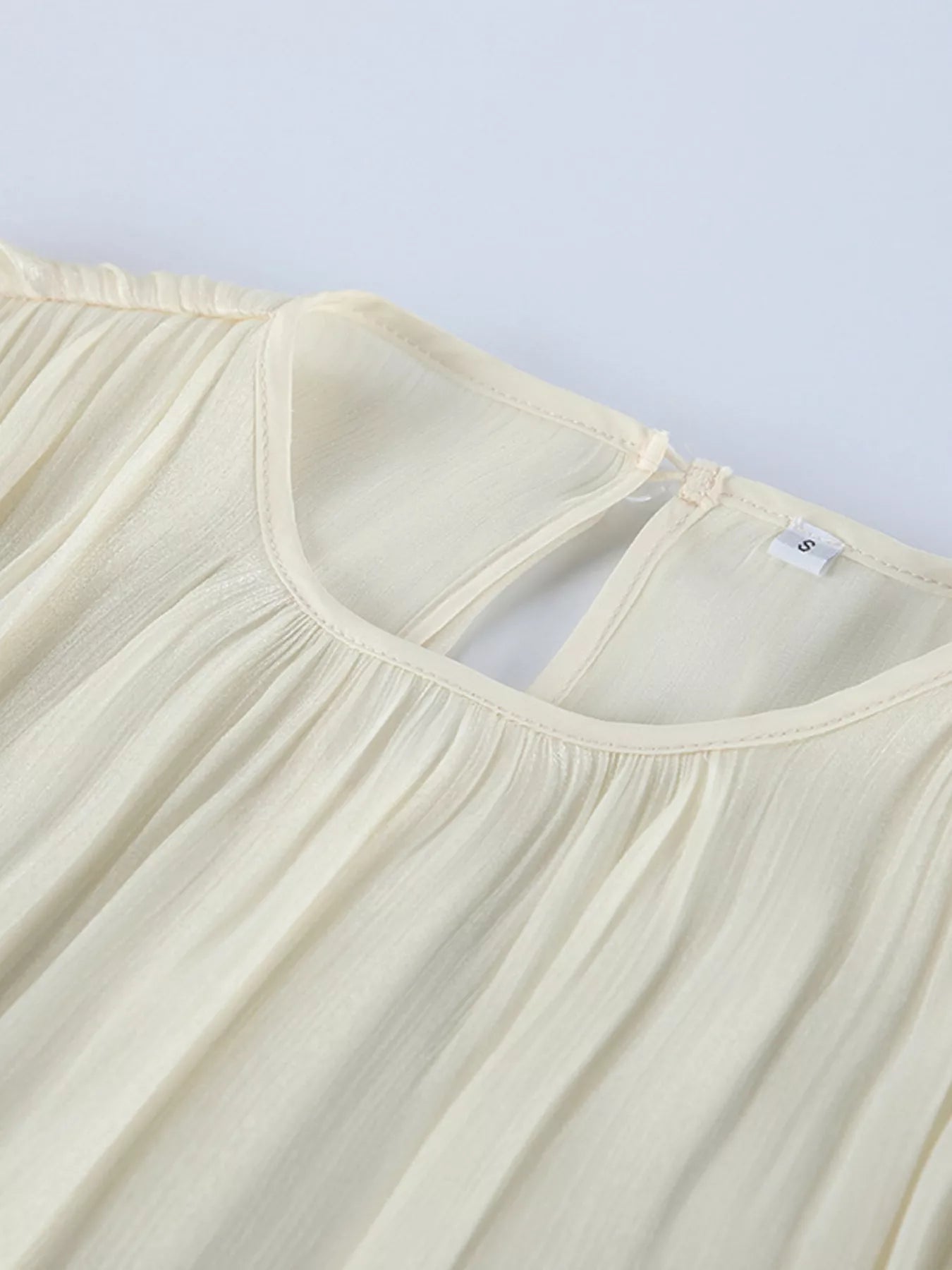 Metallic Sheen Blouse with Tie Detail - Trendsi - Flyclothing LLC