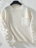 Round Neck Drop Shoulder Sweater - Trendsi