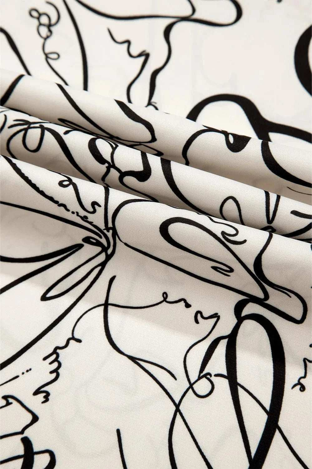 Printed Round Neck Three-Quarter Sleeve Blouse - Trendsi - Flyclothing LLC