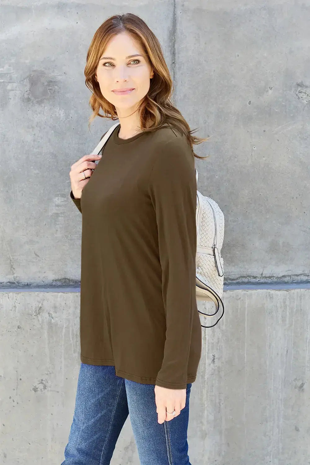 Basic Bae Full Size Round Neck Long Sleeve Top - ShopBasicbae - Flyclothing LLC