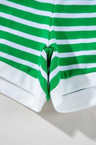 Striped Round Neck Short Sleeve Top and Shorts Set - Trendsi - Flyclothing LLC