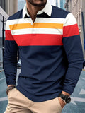 Men's Full Size Collared Contrast Striped Polo Plus Size - Trendsi