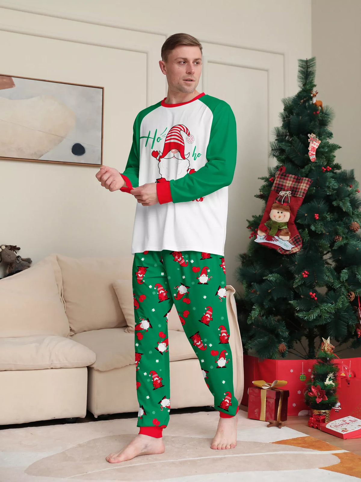 Full Size Christmas Gnome Print Matching Family Pajama Set Plus Size - Trendsi - Flyclothing LLC