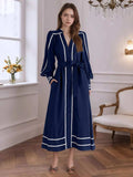 Notched Lantern Sleeve Dress - Trendsi - Flyclothing LLC