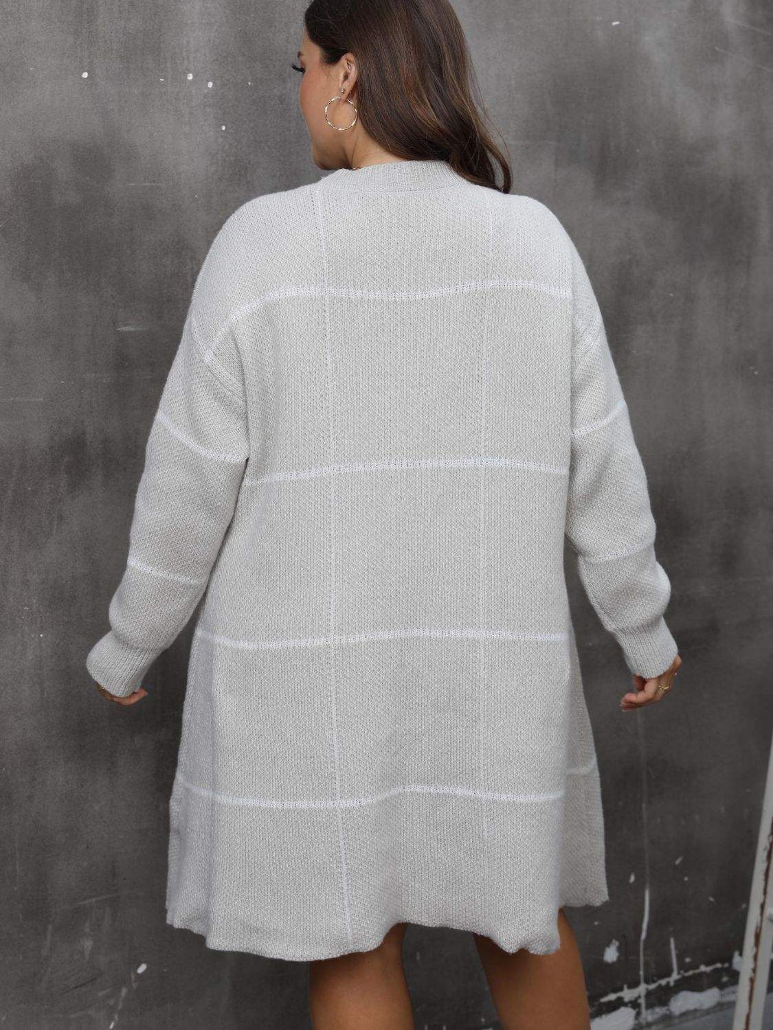 Plus Size Round Neck Long Sleeve Sweater Dress - Trendsi - Flyclothing LLC