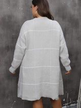 Plus Size Round Neck Long Sleeve Sweater Dress - Trendsi - Flyclothing LLC