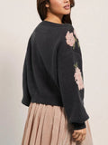 Floral Boat Neck Long Sleeve Sweater - Trendsi - Flyclothing LLC