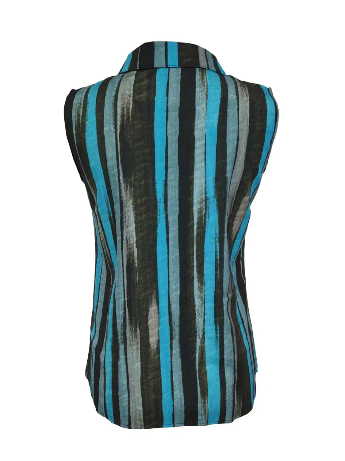 Button Detail Striped Sleeveless Shirt - Trendsi - Flyclothing LLC