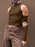 Men's Full Size Mock Neck Cold Shoulder T-Shirt Plus Size - Trendsi
