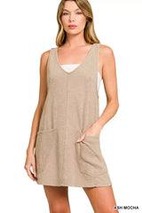 Zenana Washed Slub Adjustable Strap Overall Dress - Trendsi - Flyclothing LLC