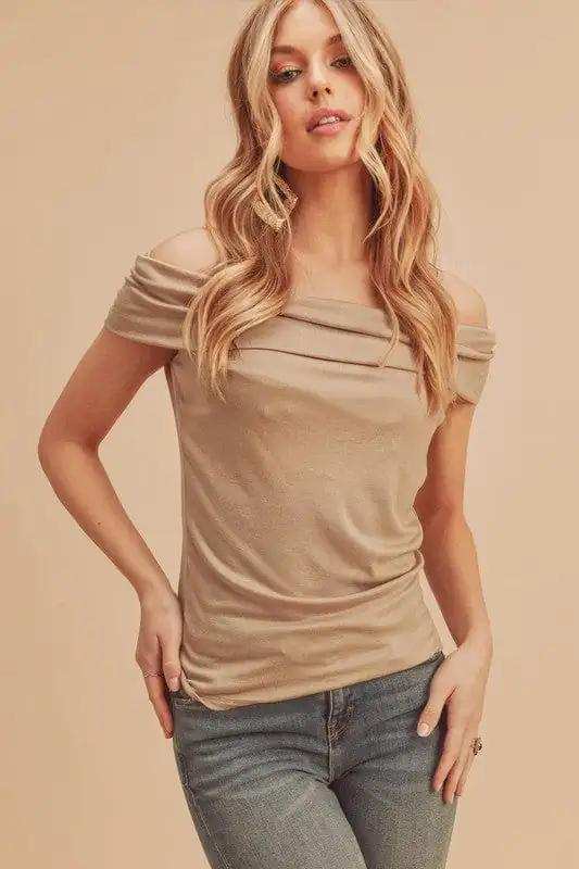 Aemi + Co Off-Shoulder Short Sleeve Top - Trendsi - Flyclothing LLC